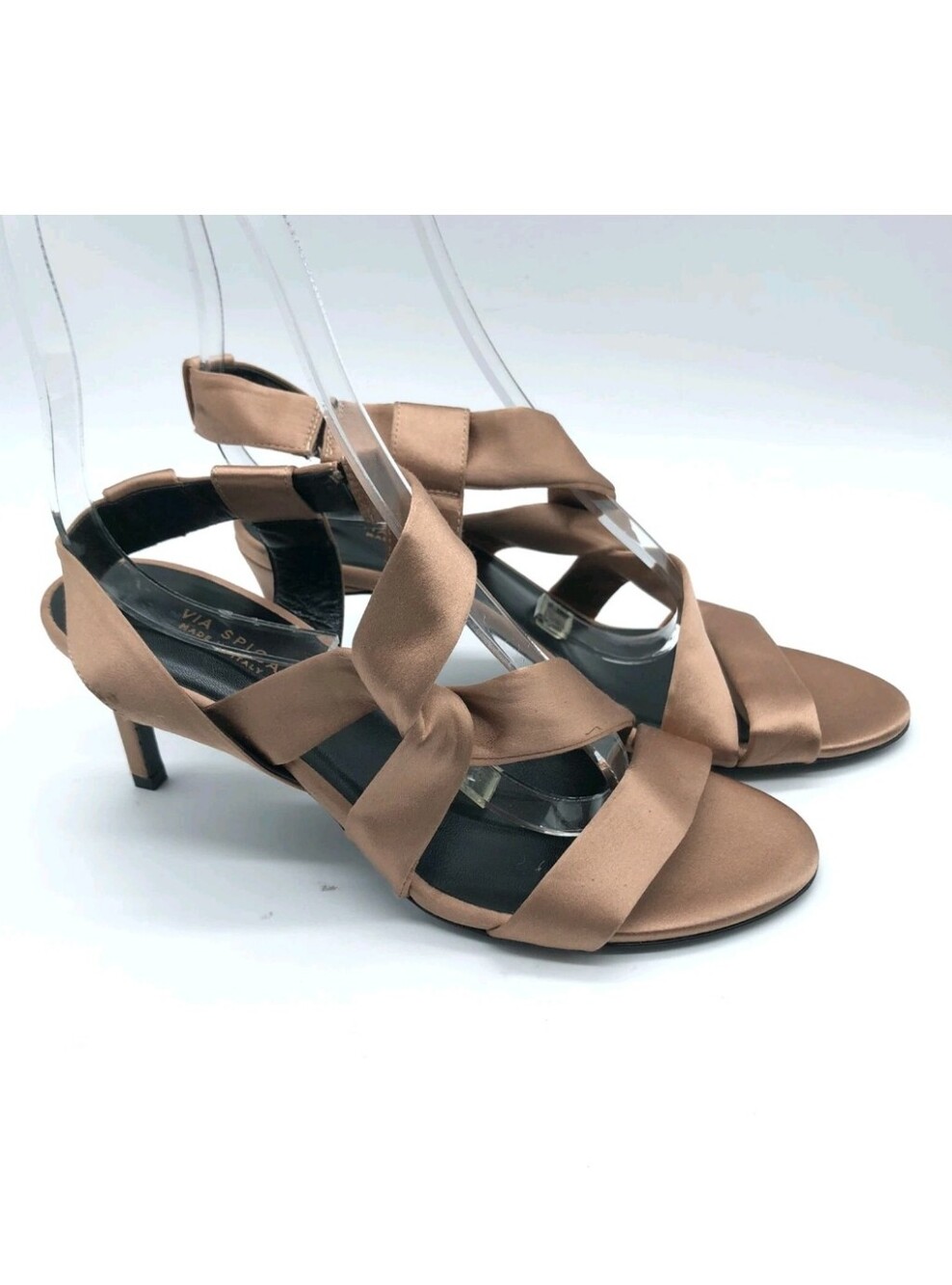 Via Spiga Bronze Satin Knotted Strappy Heels